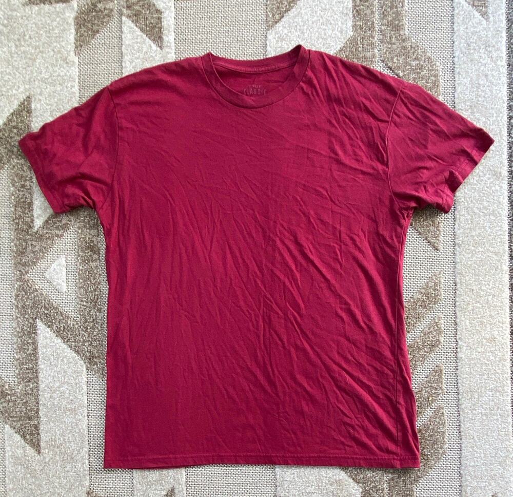 True Classic Men’s Red Solid Jersey Crew Neck Tagless T-Shirt Short Sleeve L